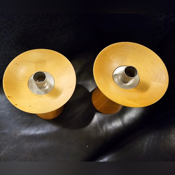 IKEA Natural Wood Candle holders Swedish Mid century modern design EUC - Picture 7 of 7